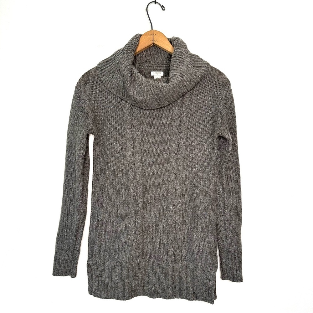 J. Crew | Gray Cable Knit Turtleneck Sweater Size XS